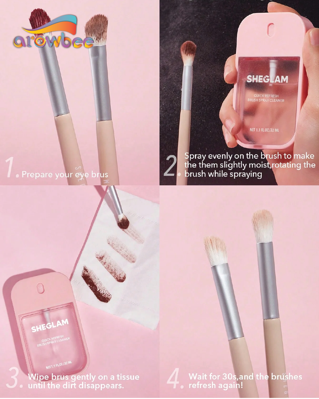 SHEGLAM Quick Refresh Brush Spray Cleaner