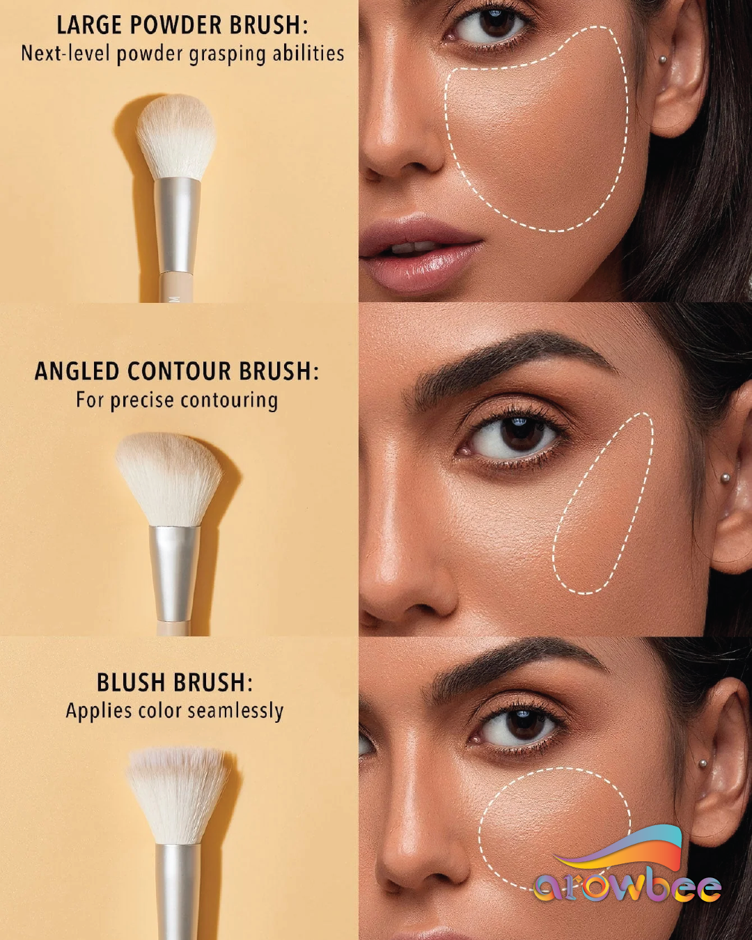 SHEGLAM Glam 101 Face Essentials Brush Set With Bag