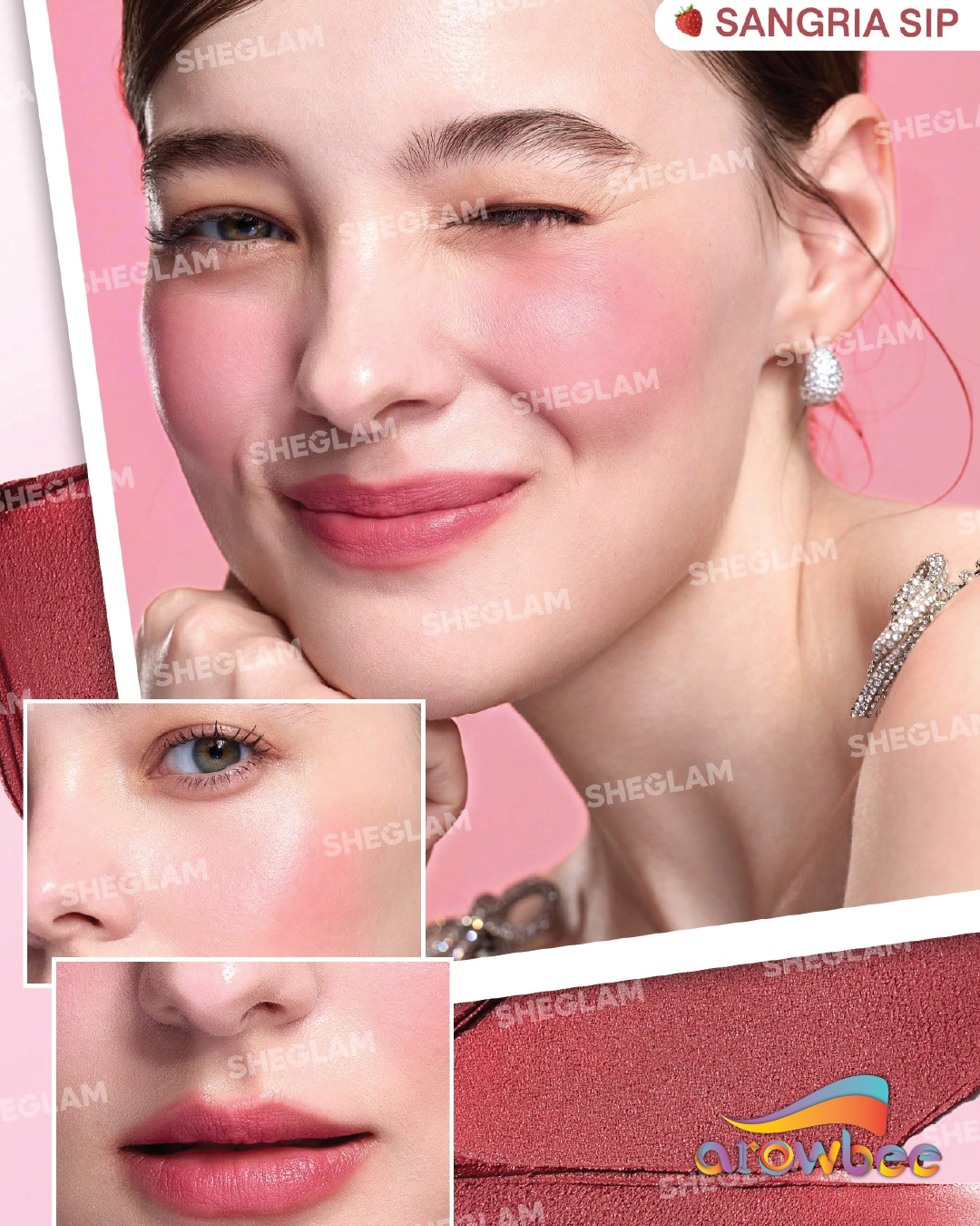 SHEGLAM Strawberry Whirl Cheek & Lip Cream Stack