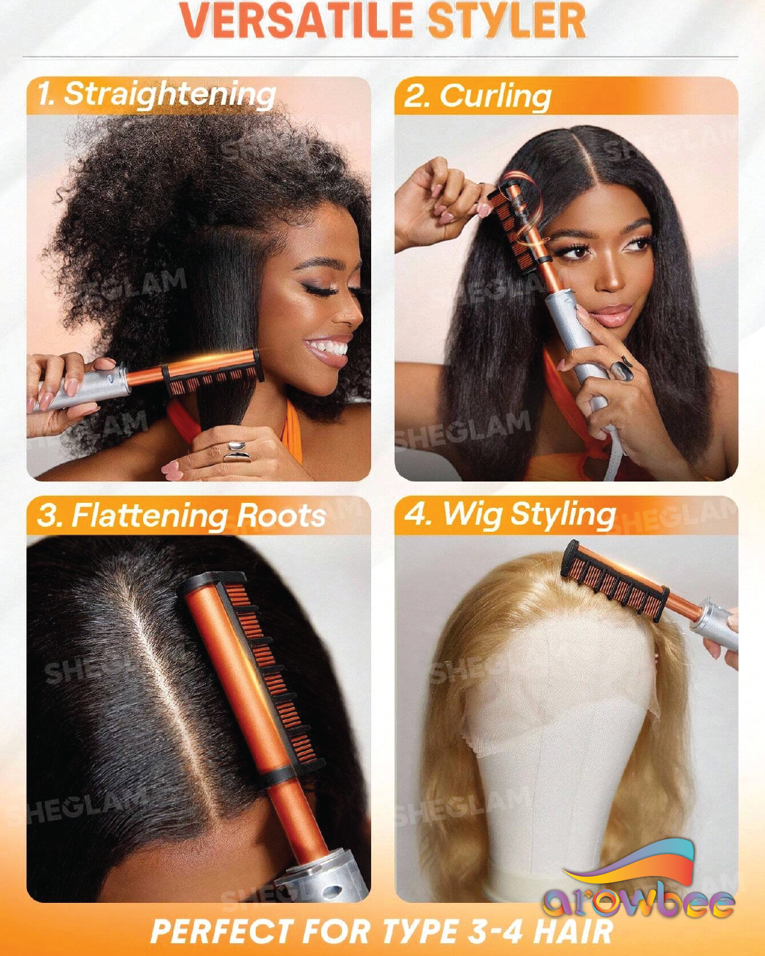 SHEGLAM HAIR Anti-Burn Hot Comb