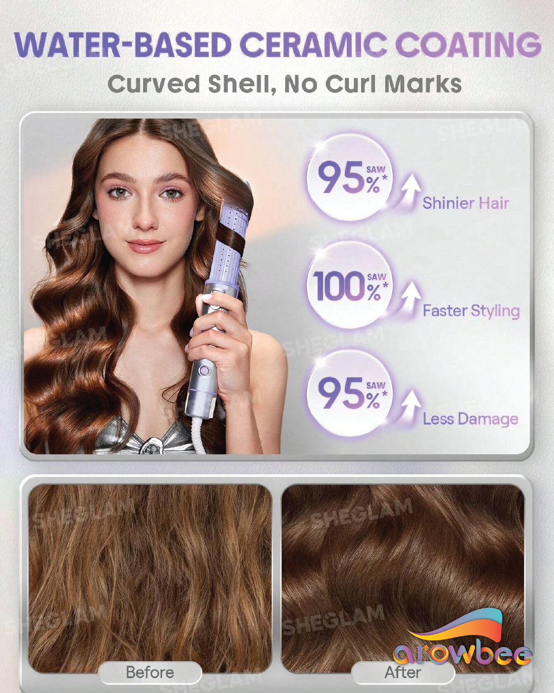 SHEGLAM HAIR Cool Lock Airflow Styler, 360° Airflow Styler Curling Iron