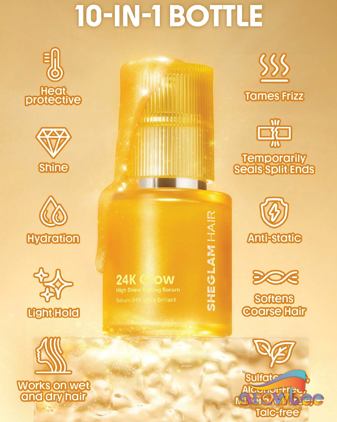 SHEGLAM HAIR 24K Glow High Shine Styling Serum