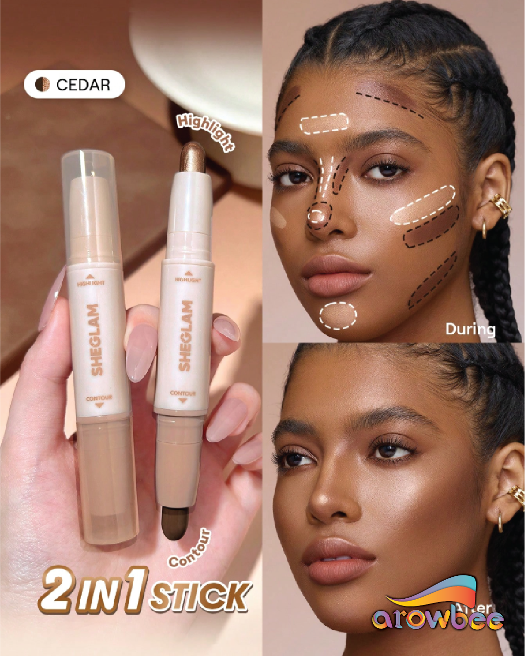 SHEGLAM 2-In-1 Contour & Highlight Stick