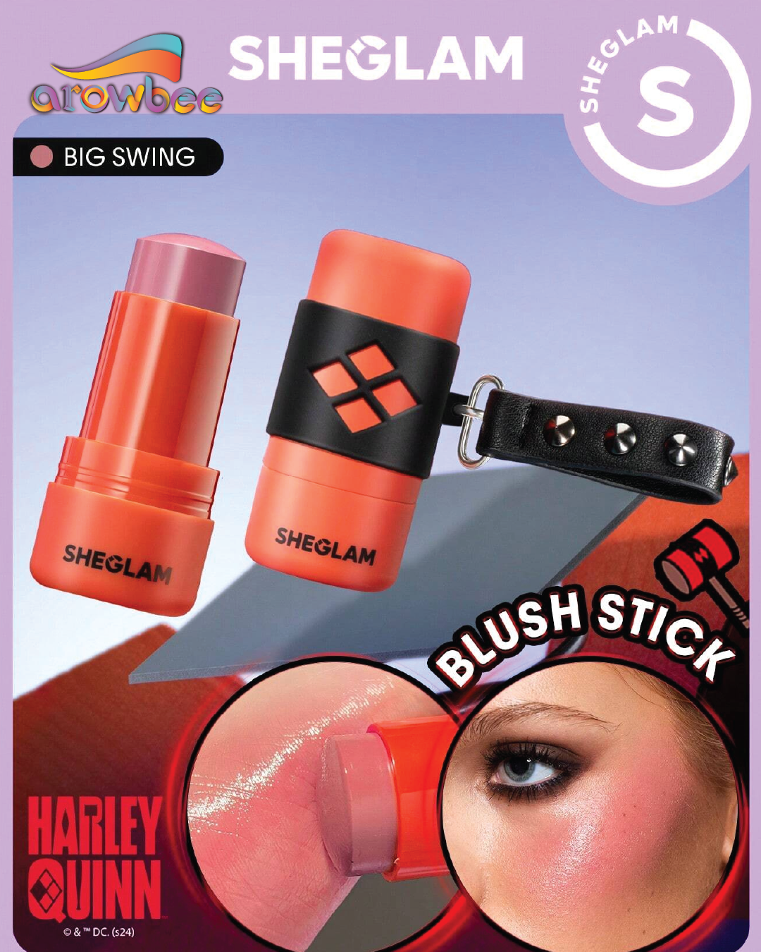 Harley Quinn X SHEGLAM Mischief Mallet Blush Stick