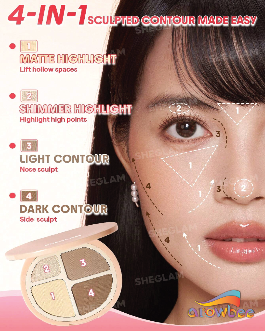 SHEGLAM Hypersculpt Highlight & Contour Palette