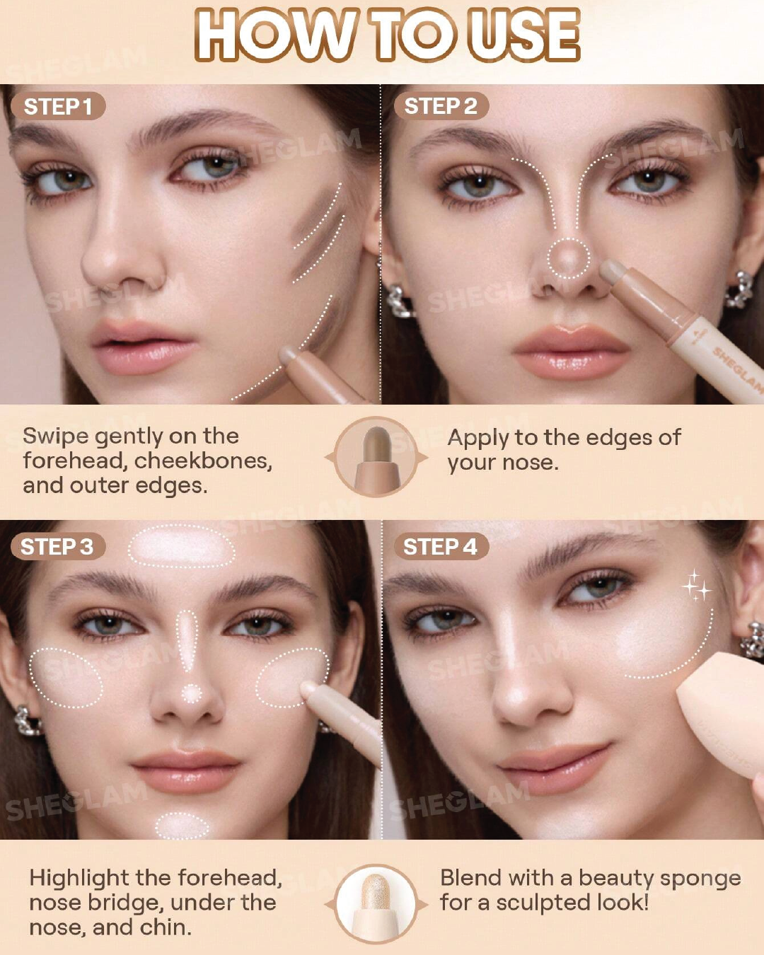 SHEGLAM 2-In-1 Contour & Highlight Stick