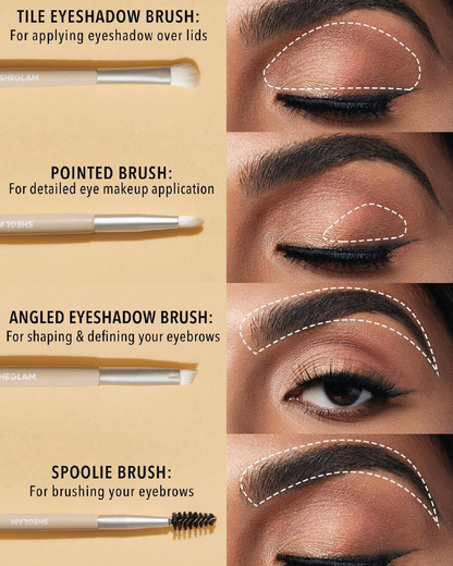 SHEGLAM Glam 101 Eye Essentials Brush Set With Bag