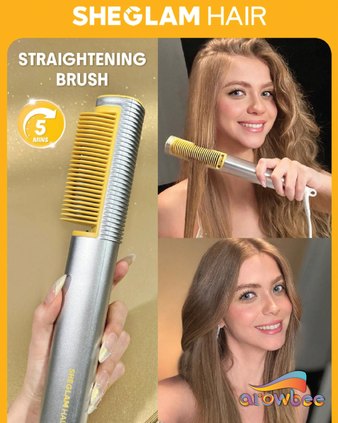 SHEGLAM HAIR Sleek Chic 3D Thermal Straightening Brush