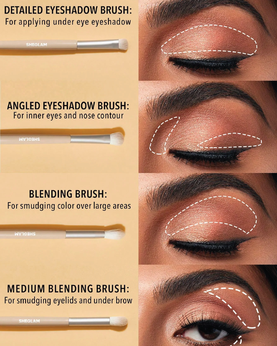 SHEGLAM Glam 101 Eye Essentials Brush Set With Bag