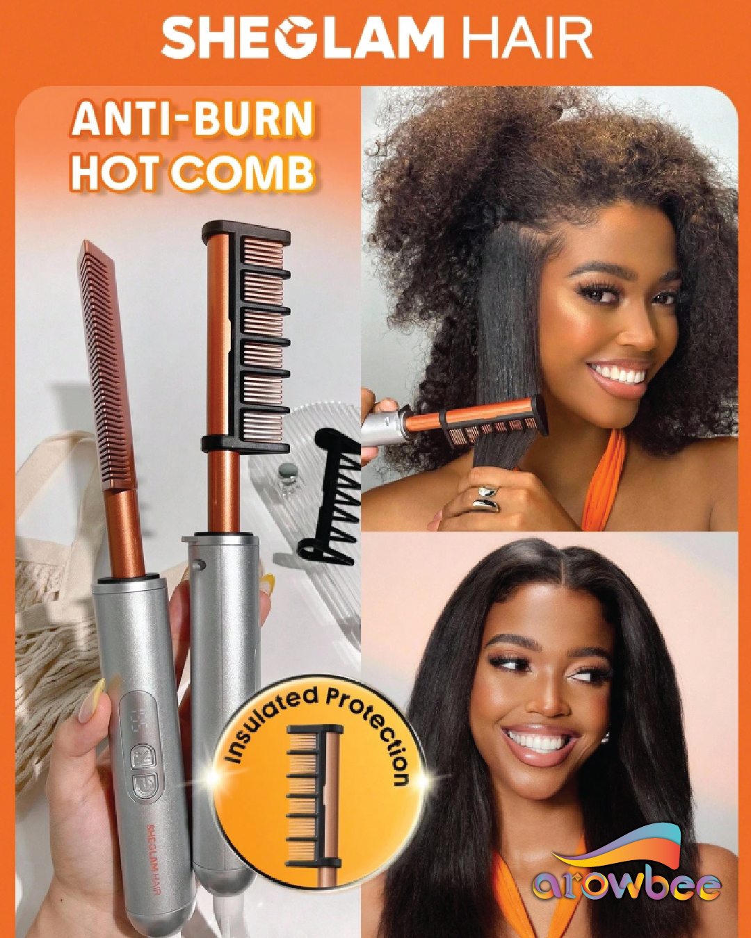 SHEGLAM HAIR Anti-Burn Hot Comb