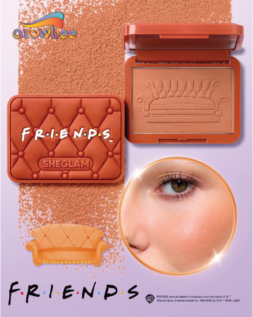 FRIENDS™ | SHEGLAM Take A Seat Velvet Sofa Blush